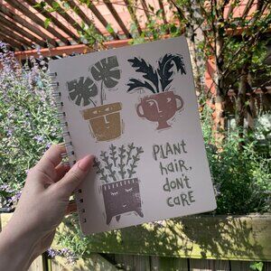 Plant Hair Don't Care Spiral Notebook | Art on Both Sides | 9" x 7" | 120 Lined